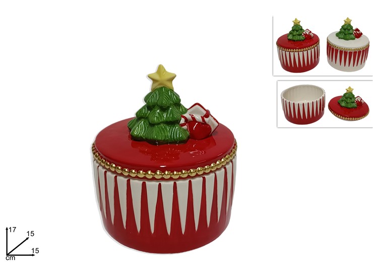 BARATT.CER.ALBER.C/DEC.ROS/BIAN.Cm17 421 - Natale > Tavola > Ceramica - Ingrosso B2B Magazzini Scatigna