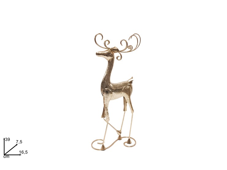 RENNA ORO IN LATTA Cm.39 LH0103020646 - Natale > Decorazioni Da Interno > Personaggi - Ingrosso B2B Magazzini Scatigna