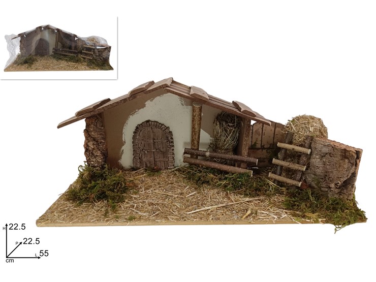CAPANNA CON SCALETTA CON PORTA Art.117 - Natale > Nativita Accessori > Capanne - Ingrosso B2B Magazzini Scatigna