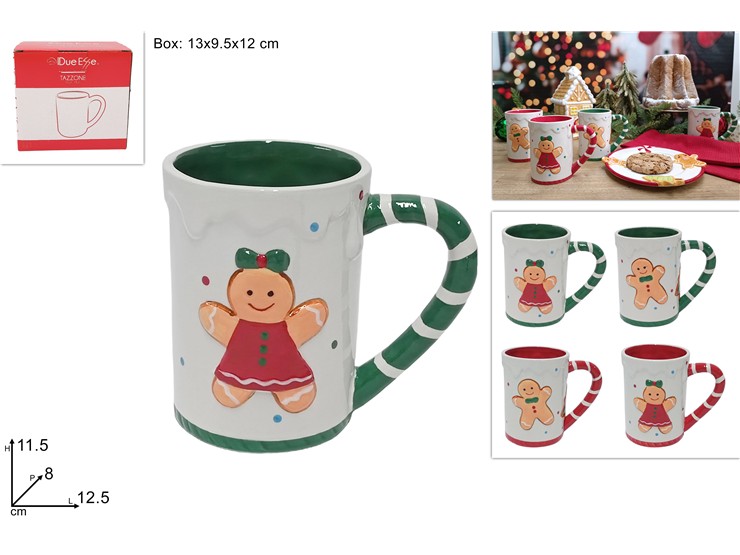 TAZZONE CERAMICA NATAL.C/OMINO 4ASS. 4 - Natale > Tavola > Tazzine E Tazze - Ingrosso B2B Magazzini Scatigna