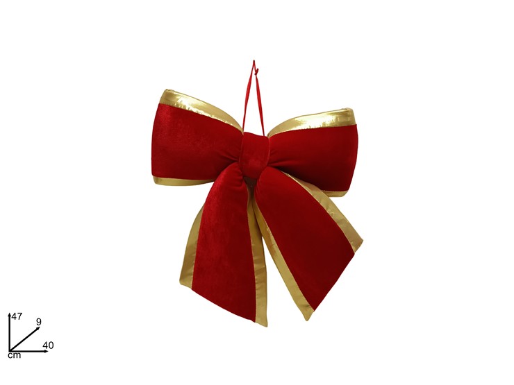 FIOCCO VELL.ROSSO C/BORDO ORO Cm.47 2A07 - Natale > Fiocchi > Rossi - Ingrosso B2B Magazzini Scatigna