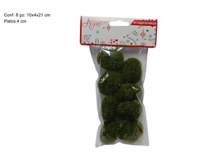 PIETRE POLIST.MUSCHIO Pz.8 Cm.4 20241561 - Natale > Nativita Accessori > Muschio - Ingrosso B2B Magazzini Scatigna