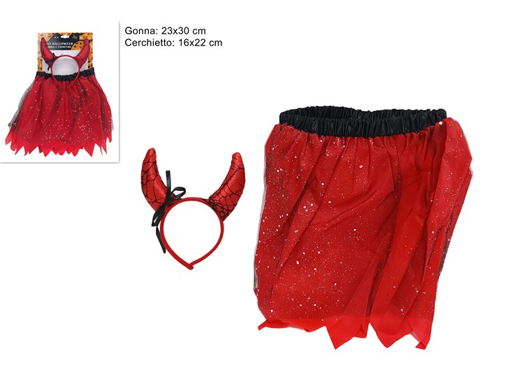 CERCHIETTO CORNA C/GONNEL.ROSSO 222-014 - Eventi > Halloween > Vestiti Accessori - Ingrosso B2B Magazzini Scatigna