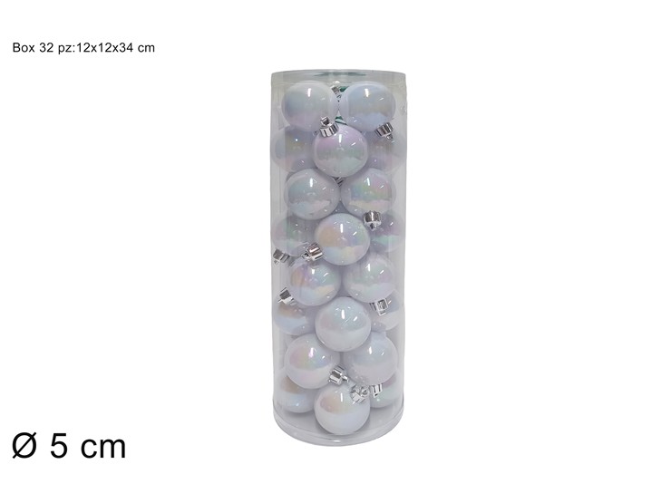 PALLE RAINBOW Cm.5 Pz.32 BOX PVC 3A32E05 - Natale > Sfere > Iridescenti - Ingrosso B2B Magazzini Scatigna