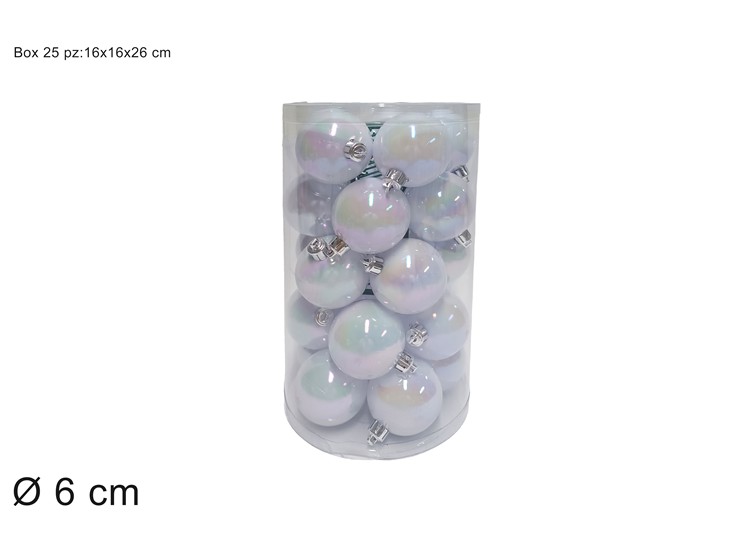 PALLE RAINBOW Cm.6 Pz.25 BOX PVC 3A25E05 - Natale > Sfere > Iridescenti - Ingrosso B2B Magazzini Scatigna