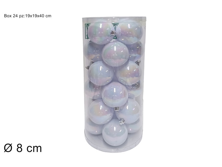 PALLE RAINBOW Cm.8 Pz.24 BOX PVC 3A24E07 - Natale > Sfere > Iridescenti - Ingrosso B2B Magazzini Scatigna