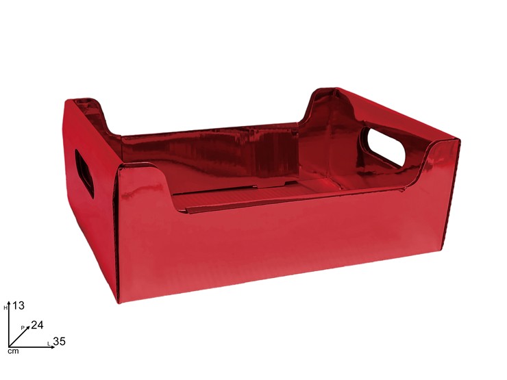 CASSETTA CART.ROSSO METALLIZ.352413 3R - Confezionamento > Cestini Box Scatole > Cestini - Ingrosso B2B Magazzini Scatigna