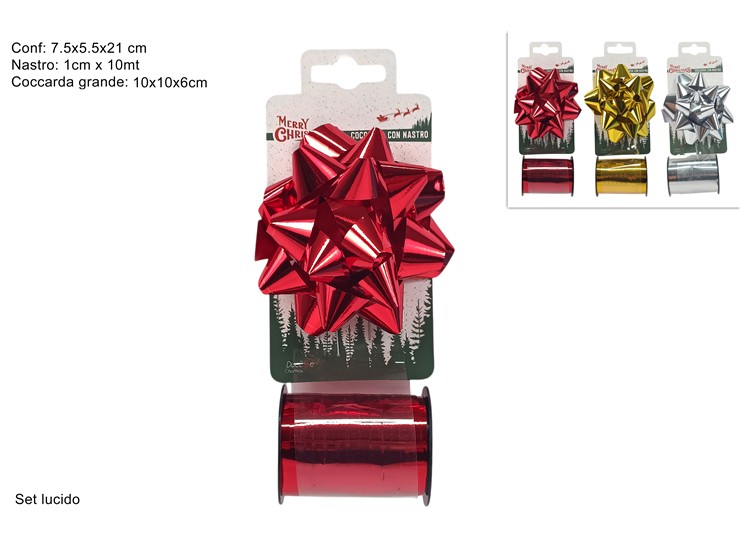 NASTRINO LUC.Cm.1Mt.10COCCARDA YL23-06 - Confezionamento > Coccarde > Coccarde Nastro - Ingrosso B2B Magazzini Scatigna
