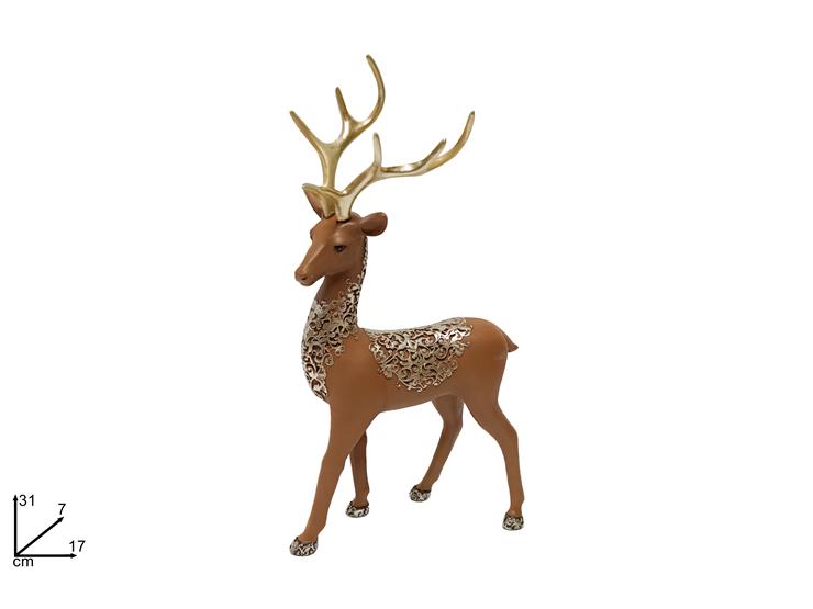 RENNA C/DECORI ORO Cm.31 BV11091651Z1029 - Natale > Decorazioni Da Interno > Personaggi - Ingrosso B2B Magazzini Scatigna