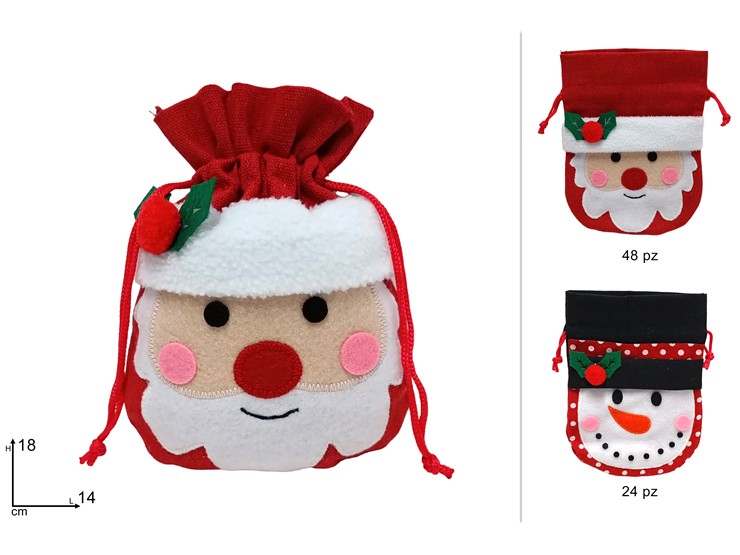 SACCHETTO SOGG.NATAL.1814 2ASS.HYI24004 - Confezionamento > Sacchi E Sacchetti > Natale - Ingrosso B2B Magazzini Scatigna