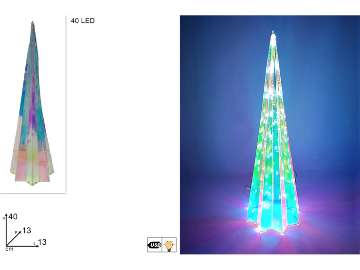 ALBERO CONO LUMIN.RAINBOW Cm.40 40LED - Natale > Luci Varie > Luminosi Iridescenti - Ingrosso B2B Magazzini Scatigna