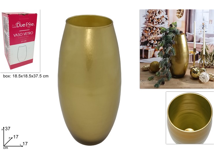 VASO VETRO ORO Cm.37 AMARYLLIS GOLD/G - Natale > Casa Arredo > Vasi - Ingrosso B2B Magazzini Scatigna