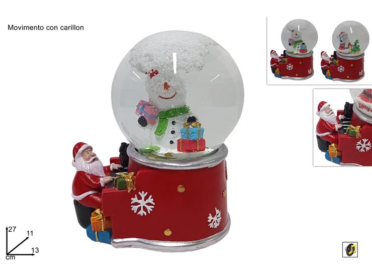 AMPOLLA BABBO NATALE PIANISTA Cm10 23103 - Natale > Decorazioni Da Interno > Ampolle Con Neve - Ingrosso B2B Magazzini Scatigna