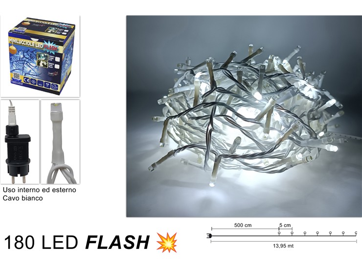 MINILUC.FLASH 180LED BIANCO FRED.CAV.BIA - Natale > Luci Esterno > Minilucciole - Ingrosso B2B Magazzini Scatigna