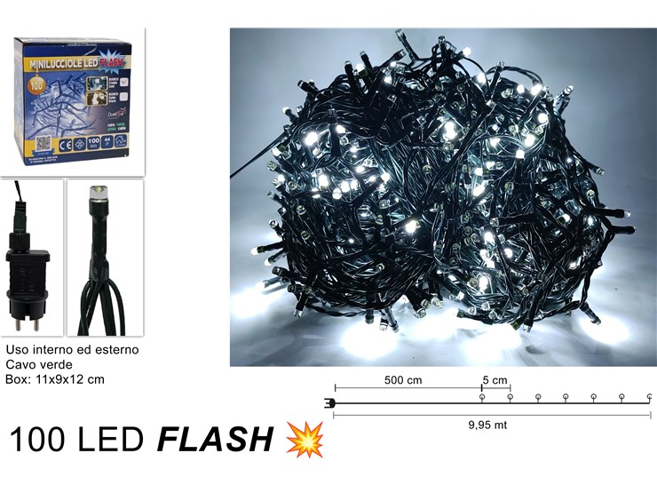 MINILUC.FLASH 100LED BIANCO FRED.CAV.VER - Natale > Luci Esterno > Minilucciole - Ingrosso B2B Magazzini Scatigna