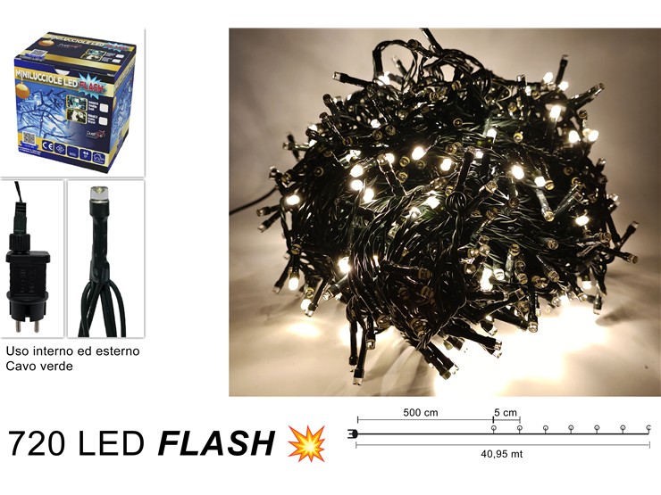 MINILUC.FLASH 720LED BIANCO CALD.CAV.VE - Natale > Luci Esterno > Minilucciole - Ingrosso B2B Magazzini Scatigna