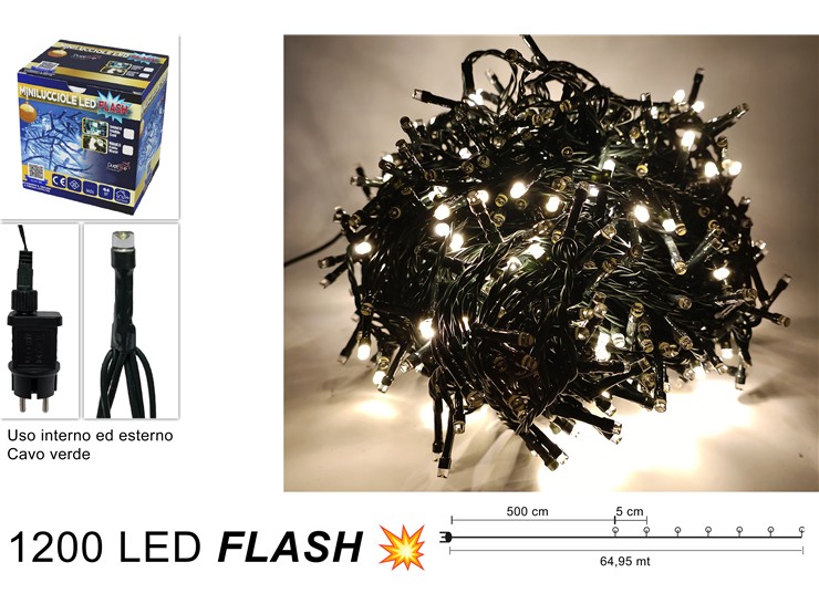 MINILUC.FLASH 1200LED BIANCO CALD.CAV.VE - Natale > Luci Esterno > Minilucciole - Ingrosso B2B Magazzini Scatigna