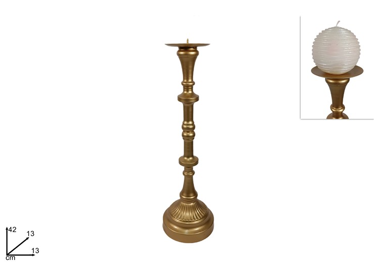 CANDELIERE METALLO 42CM ORO DL012/GOLD - Preordine Natale > Candele E Portacandele - Ingrosso B2B Magazzini Scatigna
