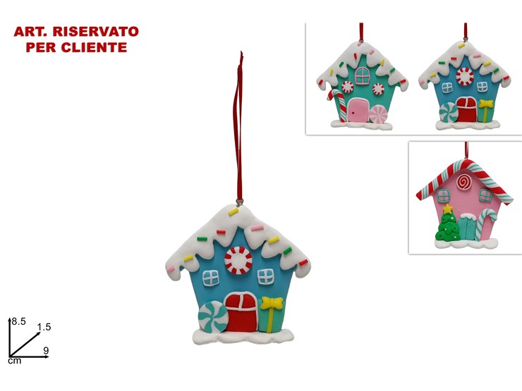 APPEND.CASETTA C/CAKE DESIGN 3ASS.LJDS24 - Natale > Appendini Albero > Appendini Ceramica - Ingrosso B2B Magazzini Scatigna