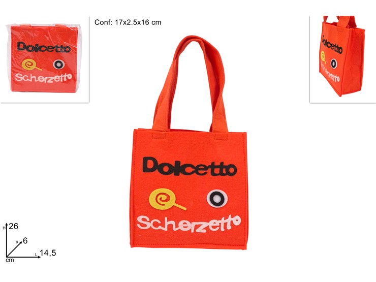 BORSETTA FELTRO DOLCETTO SCHERZET.20390 - Halloween > Decorazioni > Decorazioni Varie - Ingrosso B2B Magazzini Scatigna