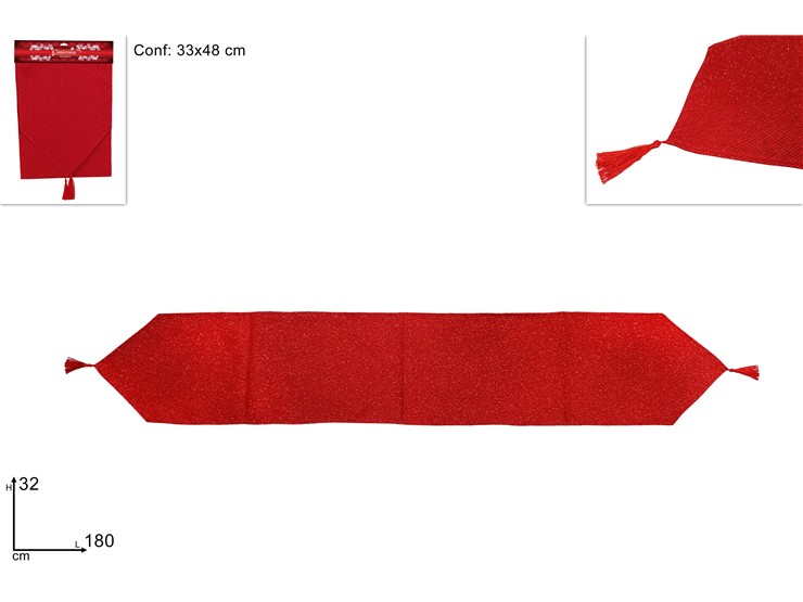 RUNNER TESS.ROSSO RIGATO 32180 HC-96436 - Natale > Tavola > Runner - Ingrosso B2B Magazzini Scatigna