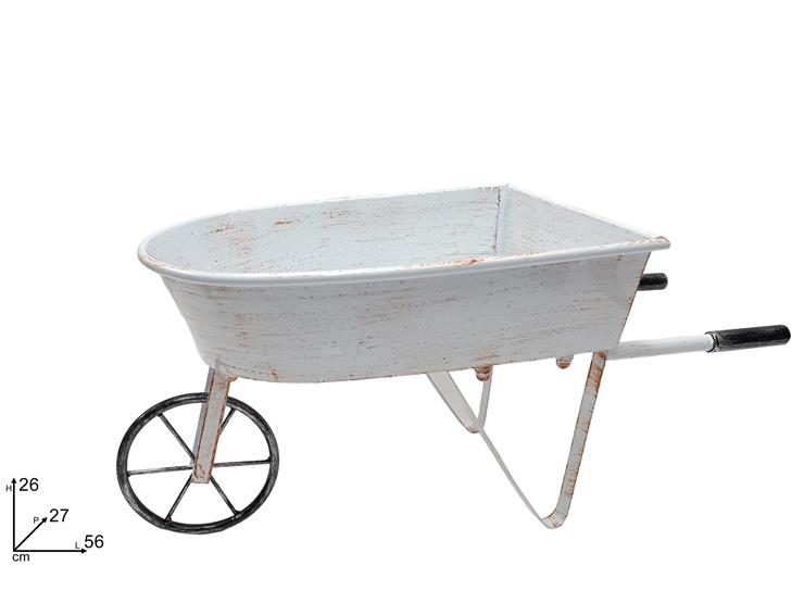 CARRIOLA IN LATTA BIANCA 24-091A-W - Natale > Decorazioni Da Interno > Latta - Ingrosso B2B Magazzini Scatigna