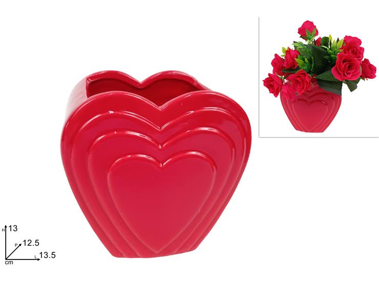 VASO CERAMICA CUORE Cm.13,5 YL24202 - Eventi > San Valentino > Decorazioni - Ingrosso B2B Magazzini Scatigna