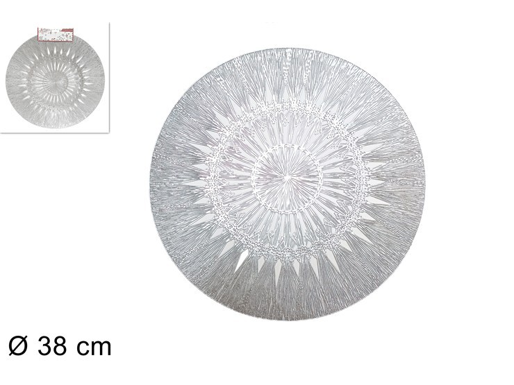 TOVAGLIETTA TONDA DECOR.SILVER Cm38 135 - Natale > Tavola > Tovagliette - Ingrosso B2B Magazzini Scatigna