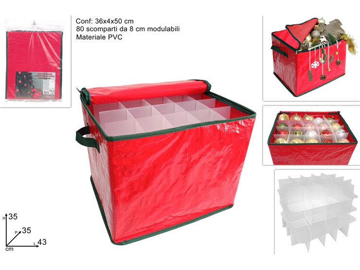 BOX PVC PORTA PALLINE ADDOB.NAT.C/SEP.33 - Natale > Sfere > Box Portapalline - Ingrosso B2B Magazzini Scatigna