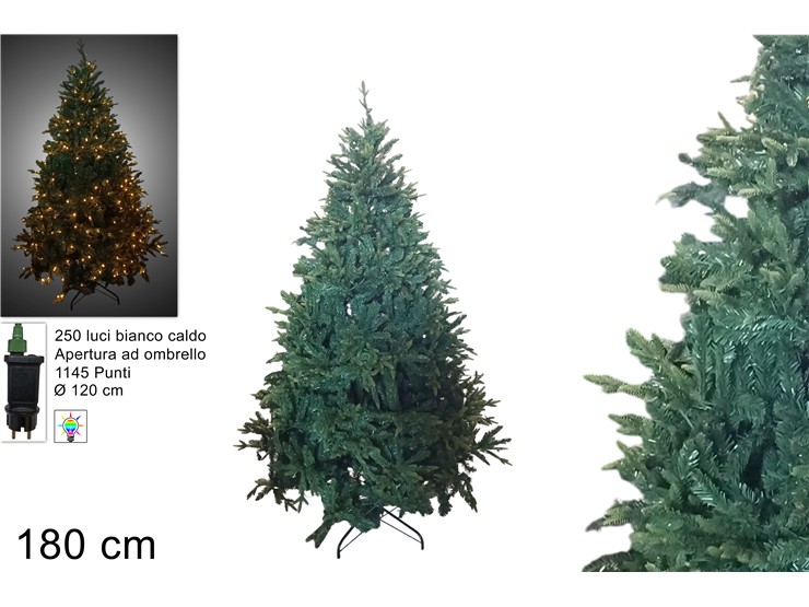 ALBERO PEPVC Cm.180 1145PUNTE C/250L BI - Natale > Alberi > Verdi - Ingrosso B2B Magazzini Scatigna