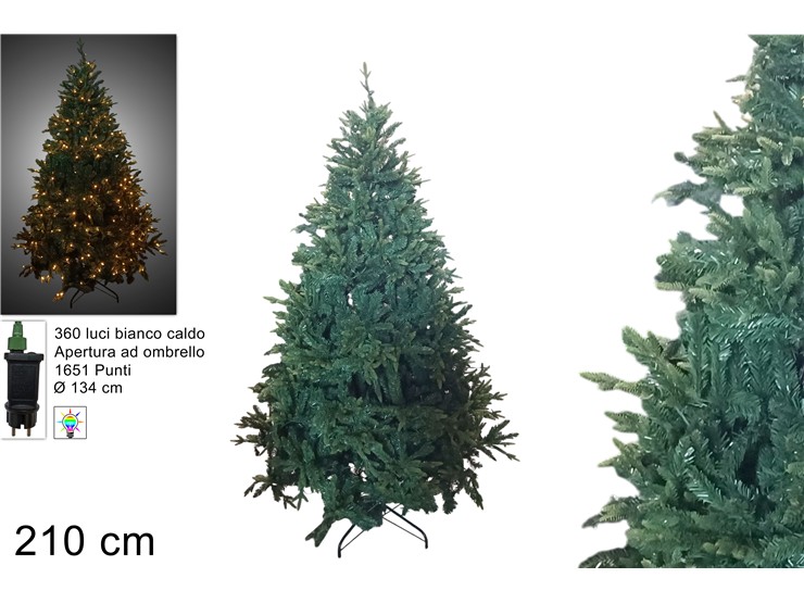 ALBERO PEPVC Cm.210 1651PUNTE C/360L BI - Natale > Alberi > Verdi - Ingrosso B2B Magazzini Scatigna
