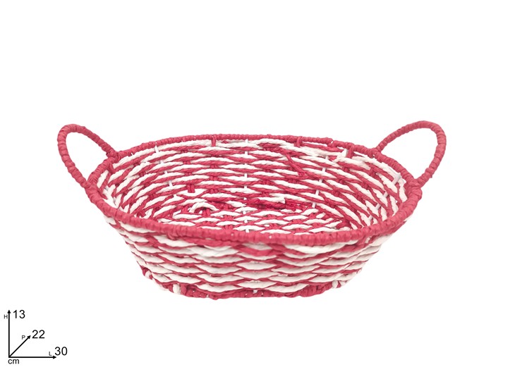 CESTA OVALE ROSSA/BIANCA Cm.3022 HY9566 - Confezionamento > Ceste Vimini > Grandi - Ingrosso B2B Magazzini Scatigna