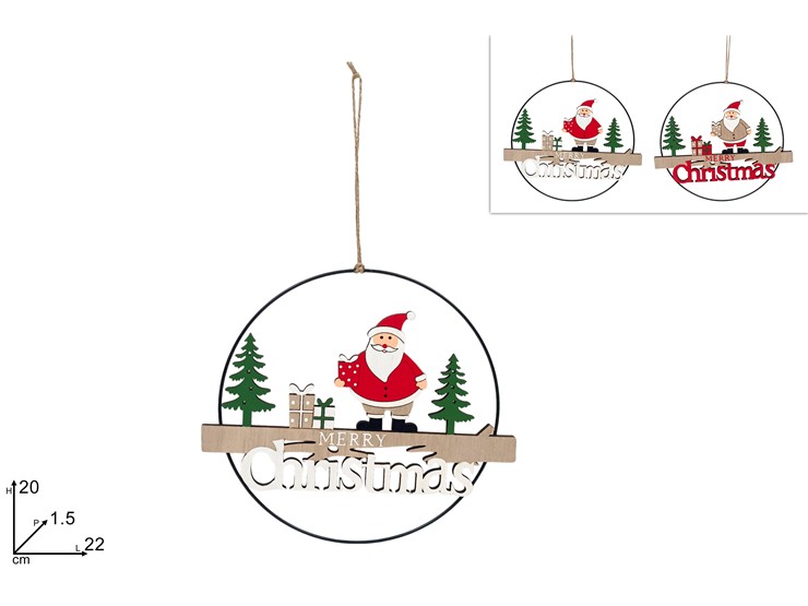APPEND.ANELLO MET.C/DECOR.NAT.2ASS.404RA - Natale > Babbo Natale > Appendini - Ingrosso B2B Magazzini Scatigna