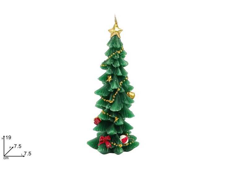 CANDELA ALBERO DI NATALE DECOR.Cm19 0921 - Natale > Candele > In Cera - Ingrosso B2B Magazzini Scatigna