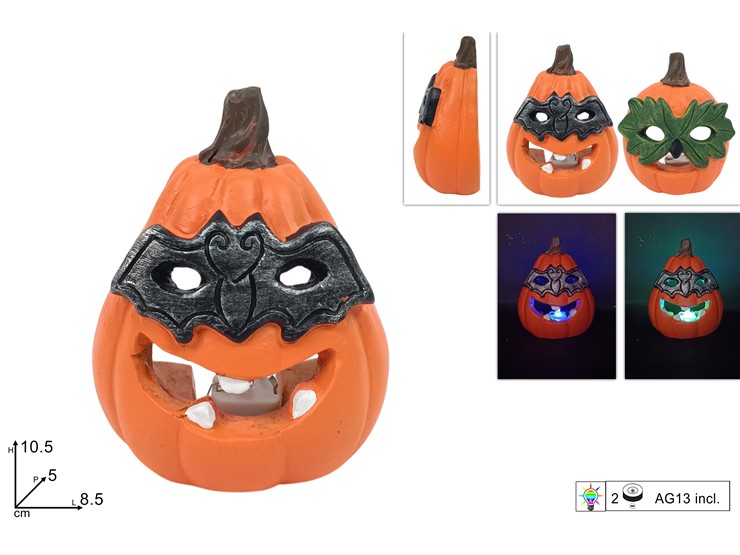 ZUCCA HALLOWEEN C/MASCHERA CON LUCE24605 - Halloween > Decorazioni > Decorazioni Zucca - Ingrosso B2B Magazzini Scatigna