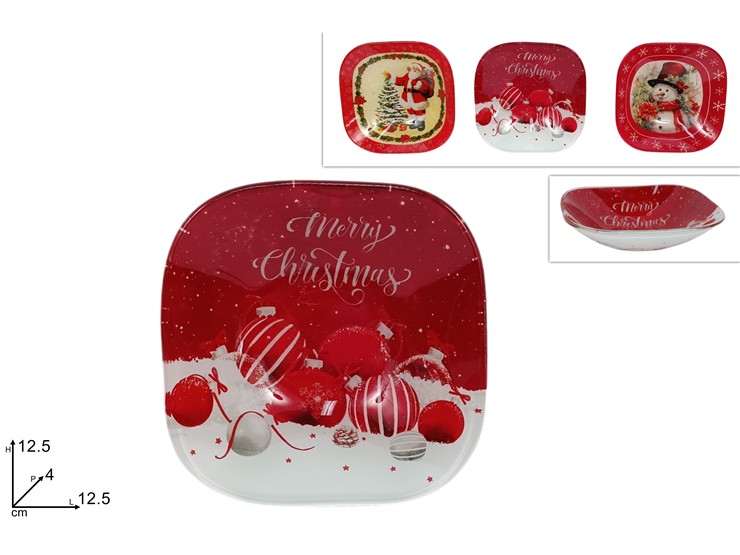 CIOTOLA VETRO DEC.NATAL.1212 3ASS.SW-14 - Natale > Tavola > Piatti E Sottopiatti - Ingrosso B2B Magazzini Scatigna