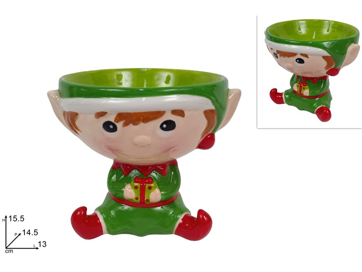 ALZATINA ELFO CERAMICA T40227/ELF - Natale > Tavola > Ceramica - Ingrosso B2B Magazzini Scatigna