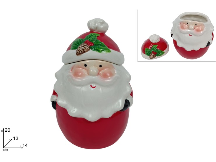 BARATTOLO BABBO NATALE CERAM.Cm.20 40607 - Natale > Tavola > Ceramica - Ingrosso B2B Magazzini Scatigna