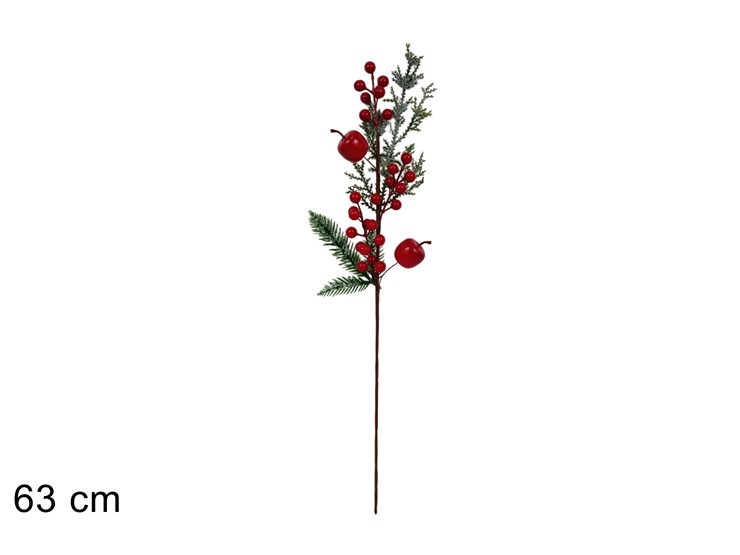 STELO BACCHE C/MELE Cm.63  TYF-25183A-2 - Natale > Bacche E Fiori > Spilloni Bacche - Ingrosso B2B Magazzini Scatigna