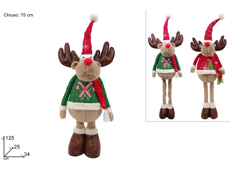 RENNA NATAL ESTENSC/VESTLANAROS/VER125cm - Preordine Natale > Decorazioni Grande Formato > Vari - Ingrosso B2B Magazzini Scatigna