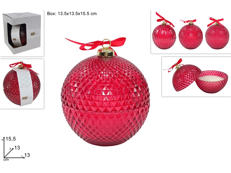 PALLA VETRO ROSSA C/CAND.PROF.Cm13 24352 - Natale > Candele > In Cera - Ingrosso B2B Magazzini Scatigna