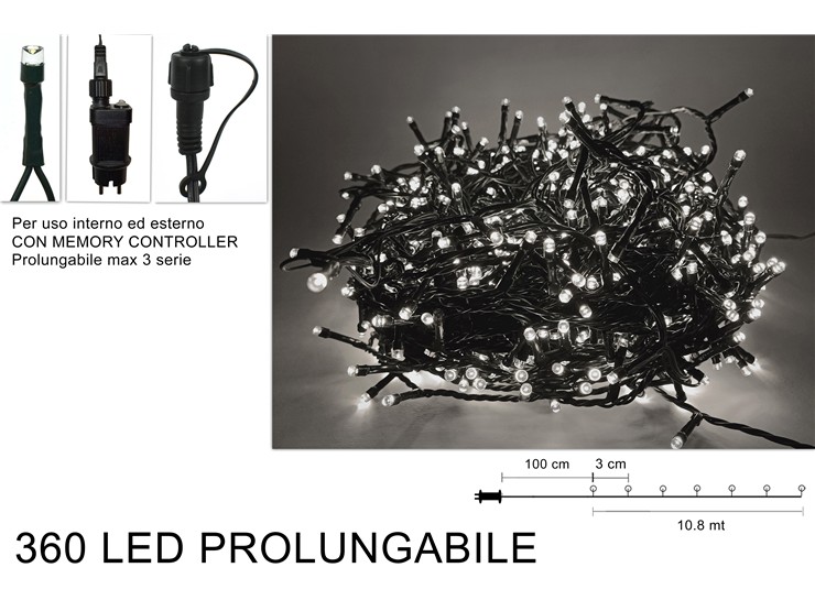 MINILUCC.10,8Mt.PROLUN.360LED.BIANC.FRED - Natale > Luci Esterno > Minilucciole - Ingrosso B2B Magazzini Scatigna