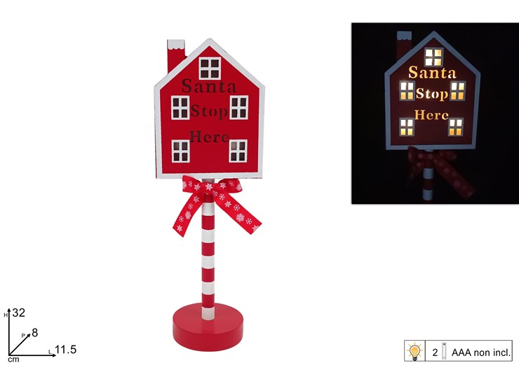 DECORAZ.CASA LEGNO DEC.BIAN/ROS.24C0479B - Natale > Decorazioni Da Interno > Articoli Luminosi - Ingrosso B2B Magazzini Scatigna
