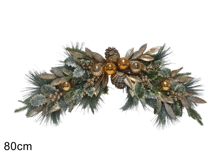 DIETROPC/FOGLIE E PALL ORO 80cmESX25150 - Preordine Natale > Dietroporta E Ghirlande > Fascine - Ingrosso B2B Magazzini Scatigna