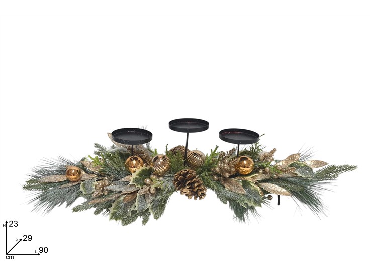CENTROTACOLA C/PORTACAND3POSTIC/FOGPALLI - Preordine Natale > Portacandele - Ingrosso B2B Magazzini Scatigna