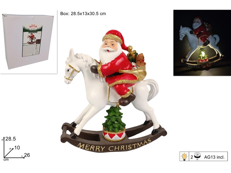 CAVALLO A DOND.C/BABBO NATALE Cm28 A0618 - Natale > Decorazioni Da Interno > Articoli Luminosi - Ingrosso B2B Magazzini Scatigna