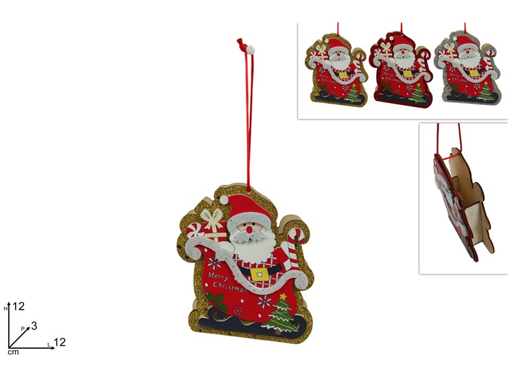 APPEND.SLITTA LEGNO C/BABBO NATALE 24080 - Natale > Babbo Natale > Appendini - Ingrosso B2B Magazzini Scatigna