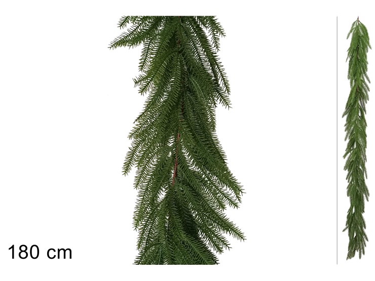 GHIRLANDA RAMI PVC Cm.180 24056T2 ORIGIN - Natale > Ghirlande E Fili > Classiche Verdi - Ingrosso B2B Magazzini Scatigna