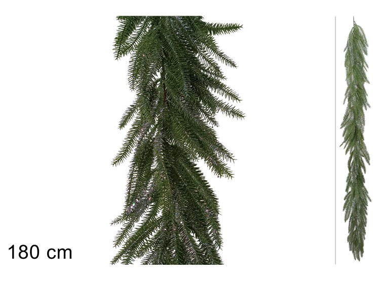 GHIRLANDA RAMI PVC GLIT.SILVER Cm.180 56 - Natale > Ghirlande E Fili > Classiche Verdi - Ingrosso B2B Magazzini Scatigna