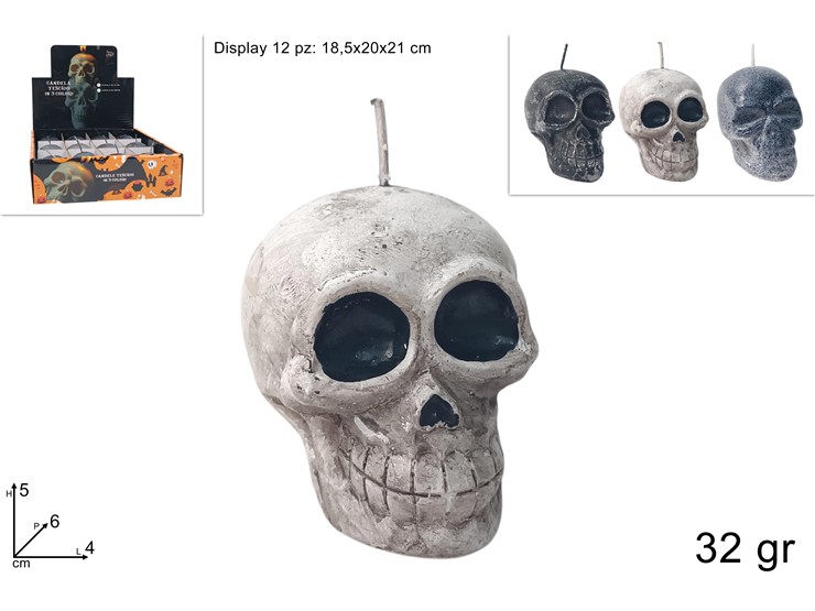 CANDELA TESCHIO Gr.32 3ASSORTIM.KLT5 - Halloween > Candele - Ingrosso B2B Magazzini Scatigna